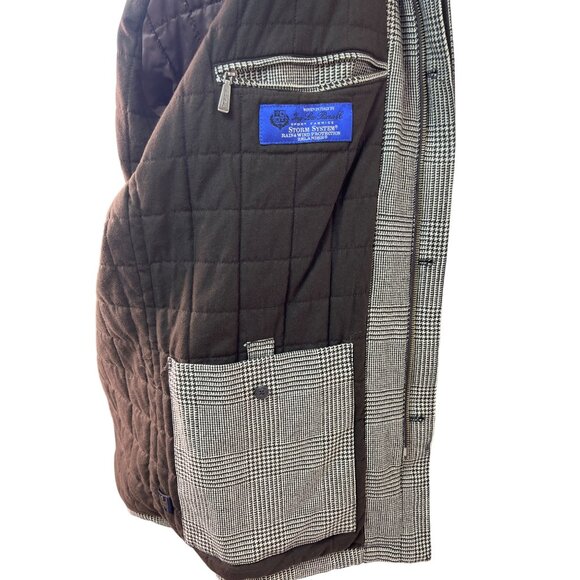 Brooks Brothers Style Gray Plaid Mens Wool Jacket With Quilted Lining Size L - Picture 8 of 12